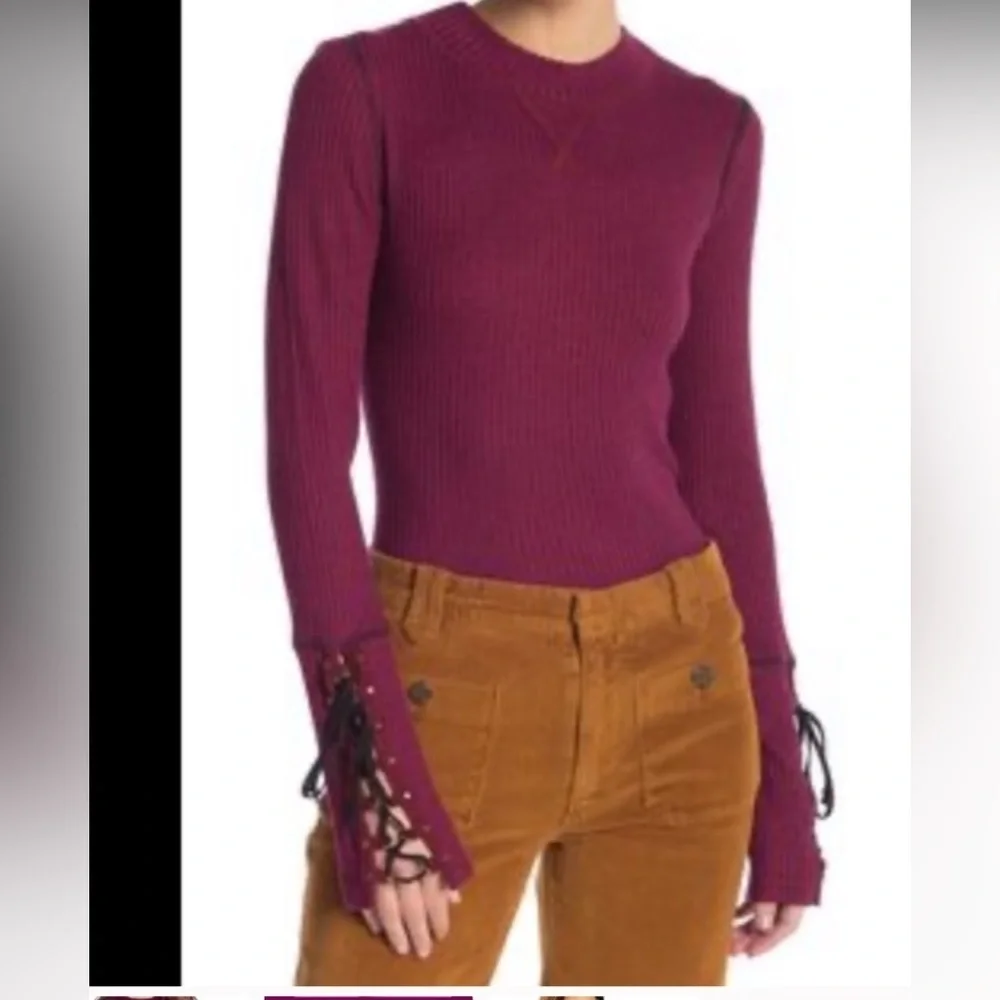 Free People Laceup Mountaineer Sleeve Thermal long sleeve boho casual L fall